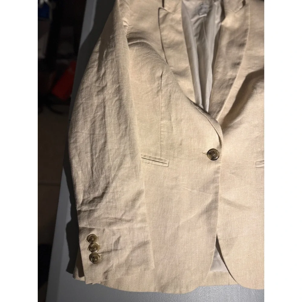 J.Crew Womens Crosshatch linen-cotton Holland blazer AL221 Size 4